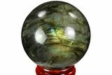 Flashy, Polished Labradorite Sphere - Great Color Play #105737-1